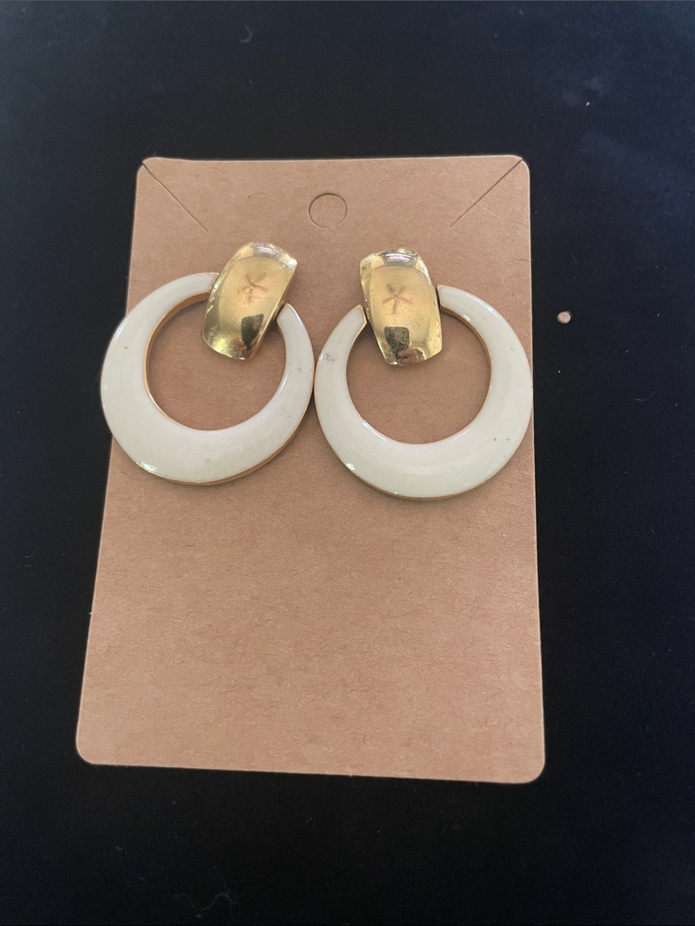 Gold and Cream Hoop Drop Earrings 8/21/6